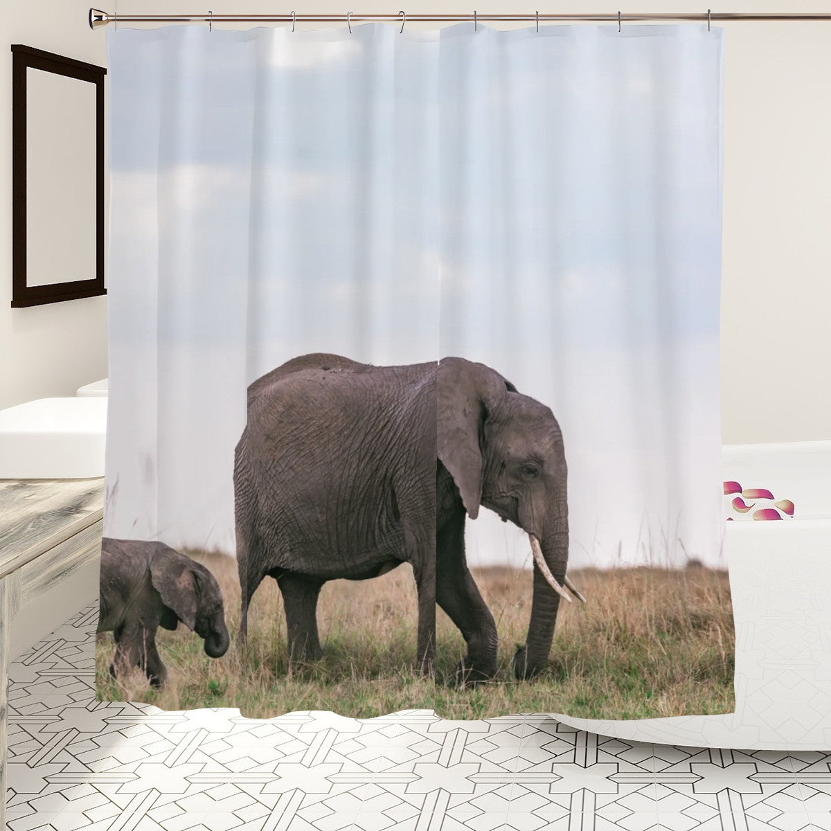 Elephant Family Shower Curtain