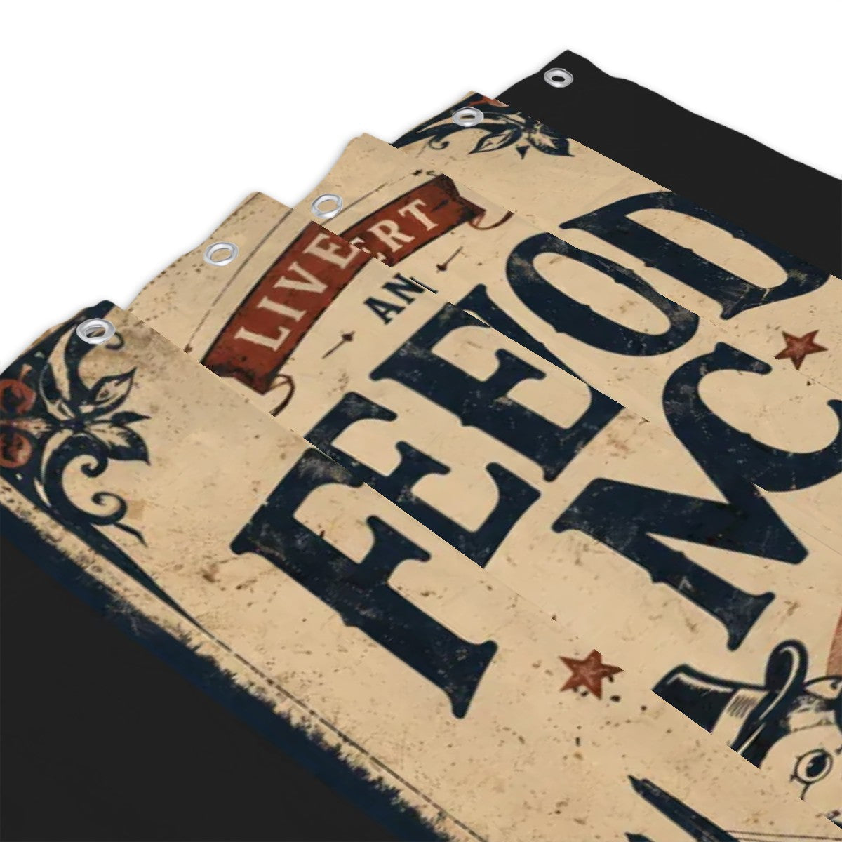 Vintage style garden flag with retro typography and decorative floral accents.
