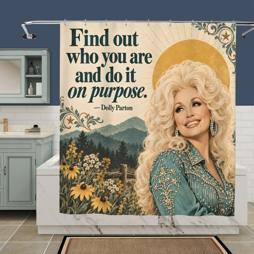 Country Queen Shower Curtain - 72" x 72" Retro Nashville Portrait Print