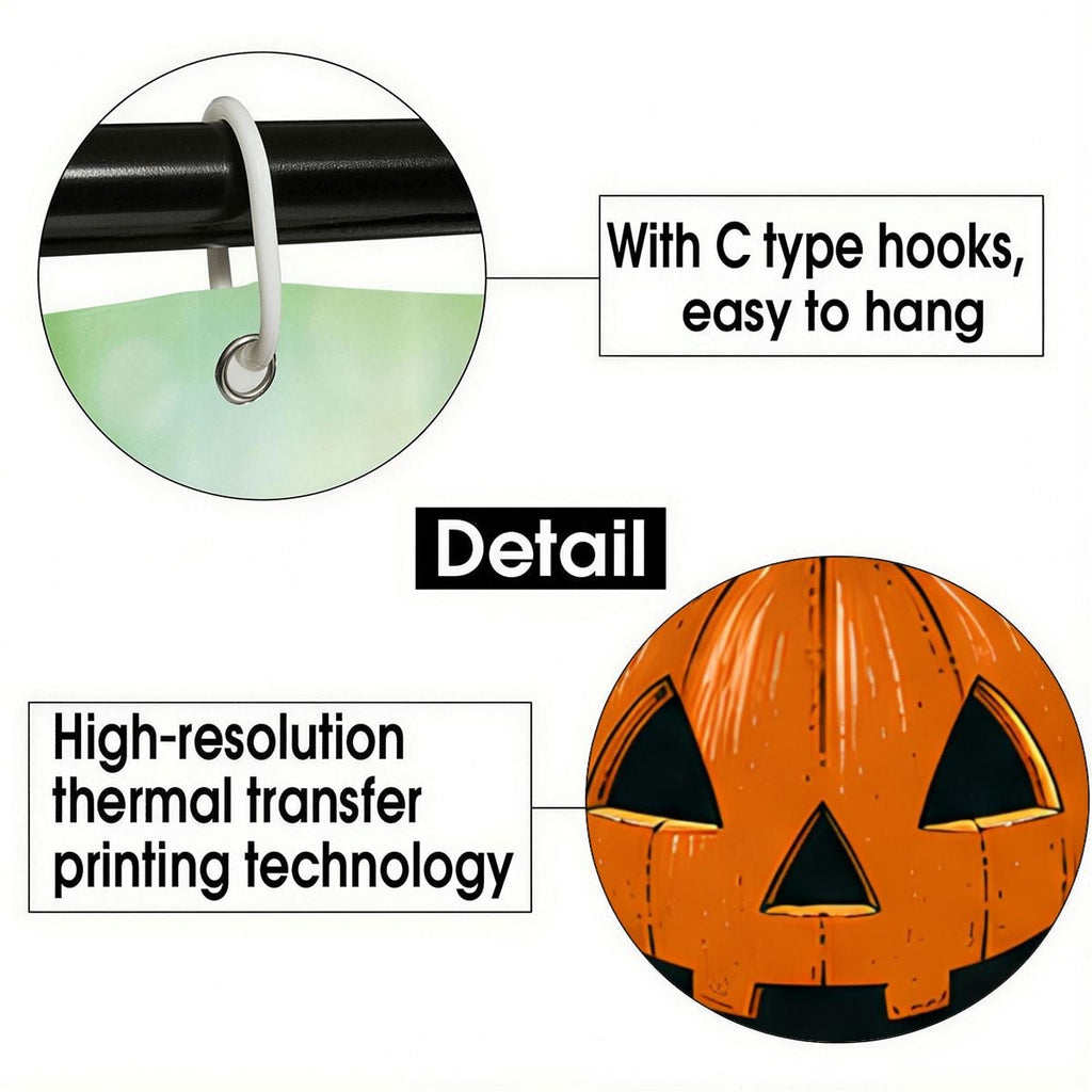 Close-up of C-type hooks for hanging and high-resolution thermal transfer printing on a pumpkin.