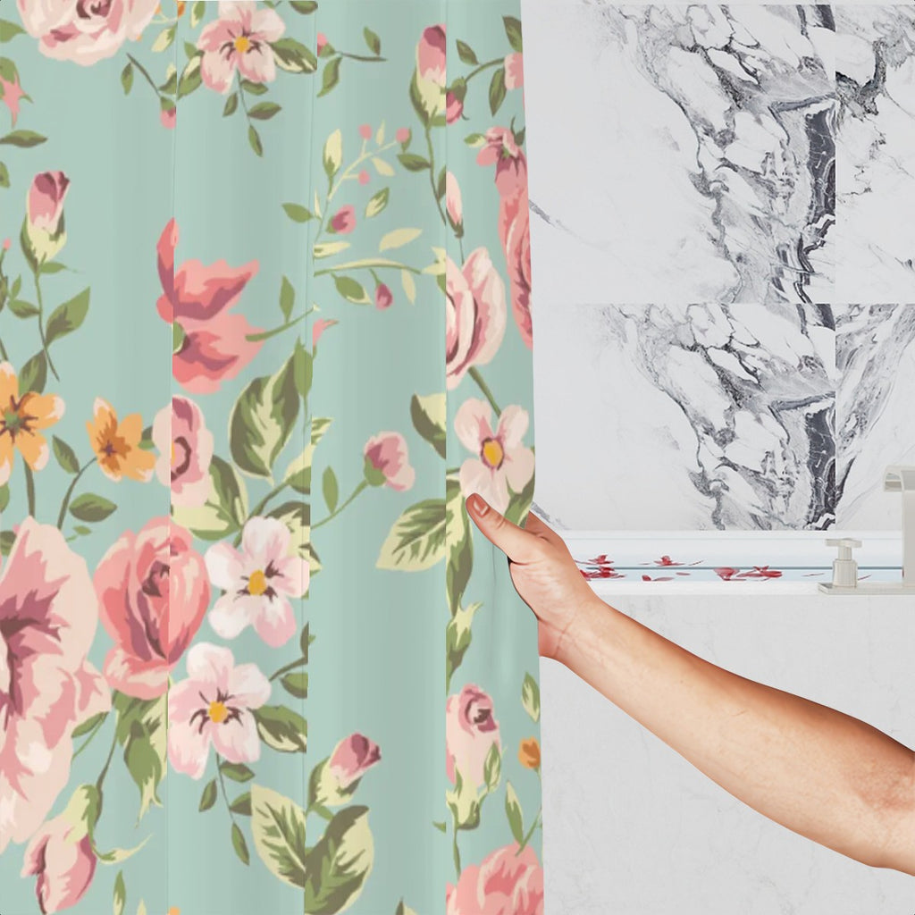 Vintage Floral Rose Pattern Shower Curtain