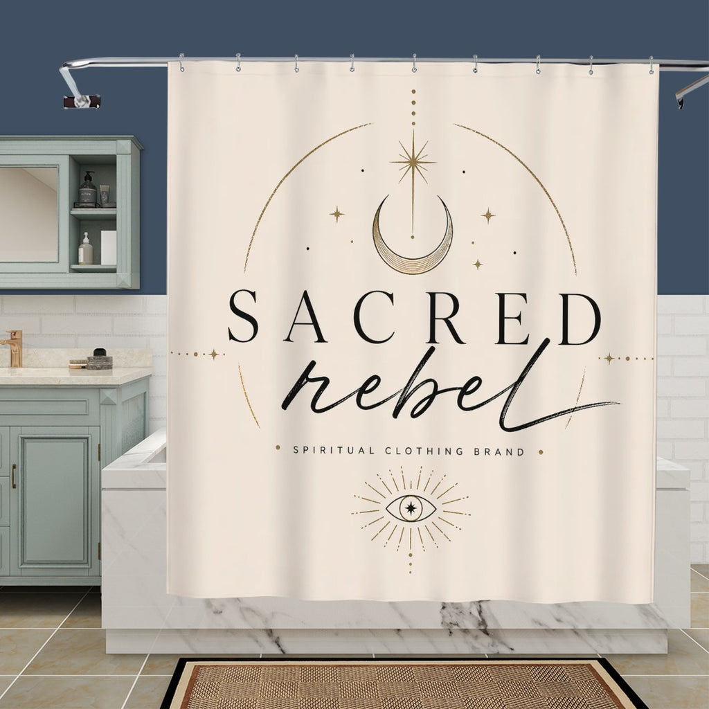 Sandy Beach bathroom decor shower curtain with a beach and ocean scene, waterproof fabric, and vibrant coastal design.