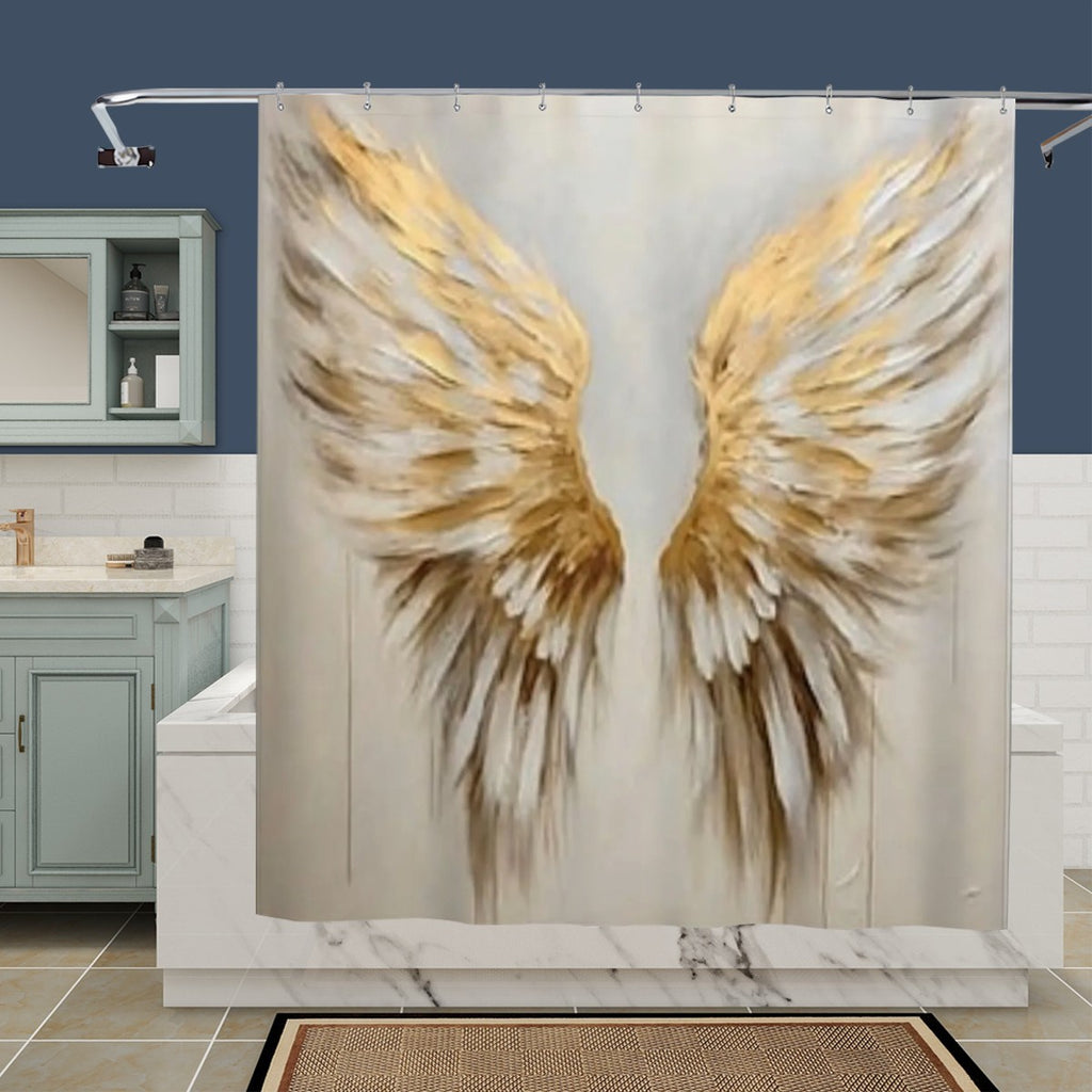 Gold Angel Wings Shower Curtain