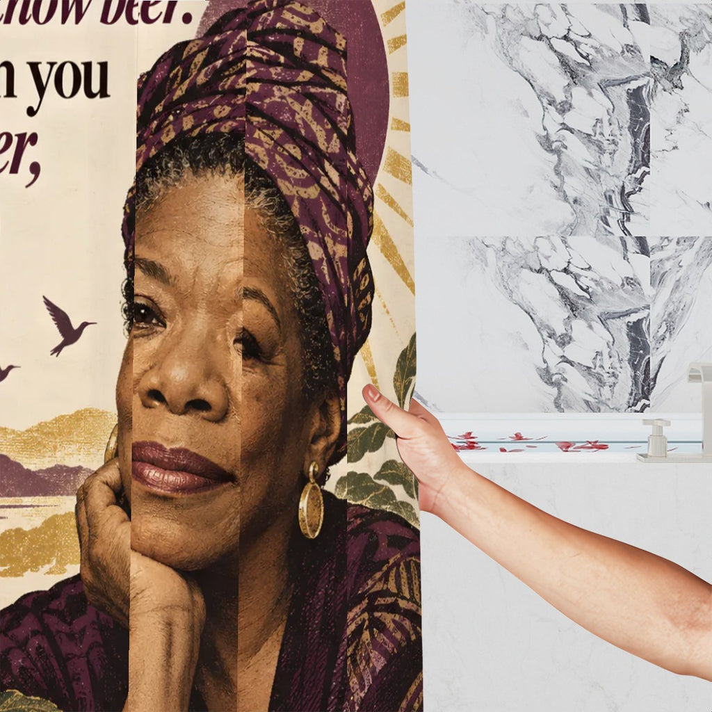 Maya Angelou Portrait Shower Curtain - 72" x 72" Poet Art Bathroom Decor