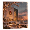JFK Library Christmas Shower Curtain | Boston Waterfront Winter Scene