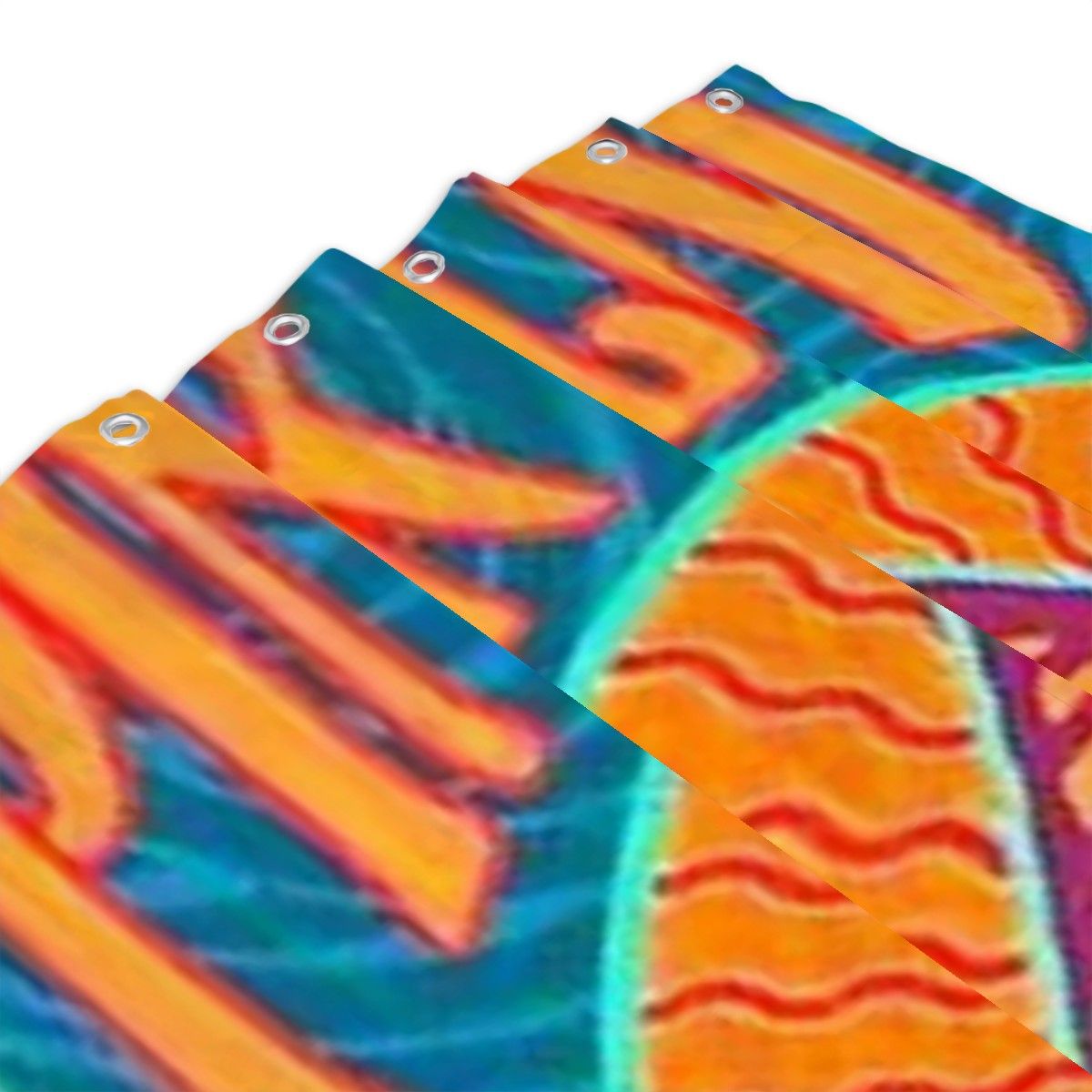 Colorful psychedelic prism design on Sandy Beach bathroom decor eye shower curtain with vibrant abstract patterns.