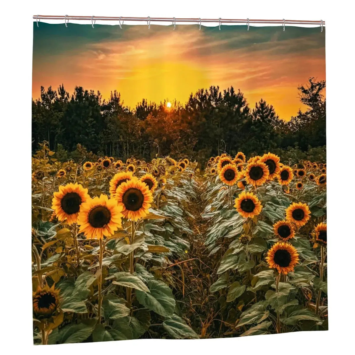 Sunflower Field Sunset Shower Curtain Sandy Beach