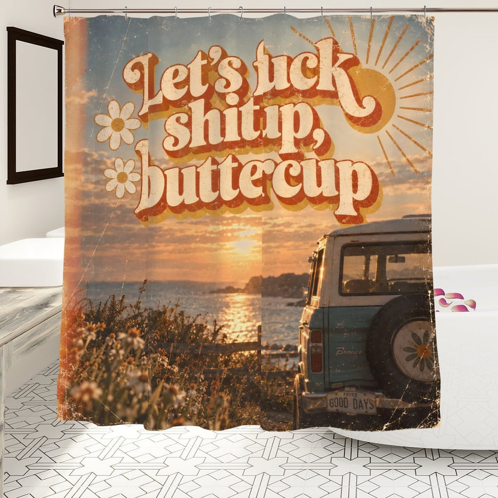 Buttercup Meadow Shower Curtain - 72" x 72" Waterproof Wildflower Print
