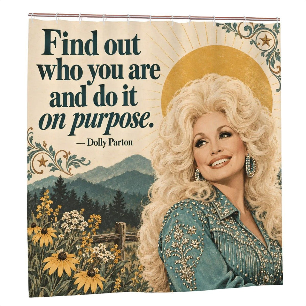 Country Queen Shower Curtain - 72" x 72" Retro Nashville Portrait Print