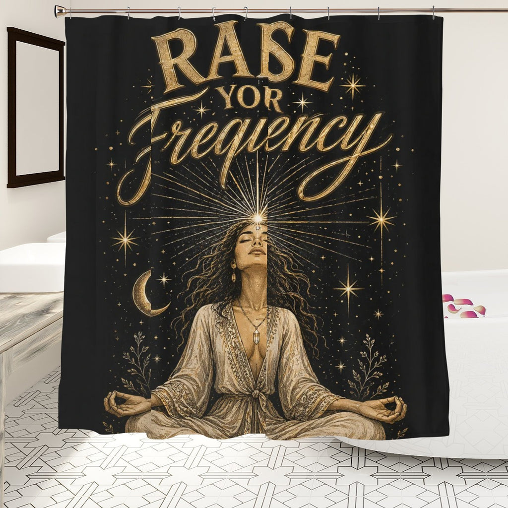 Sandy Beach bathroom decor shower curtain featuring a vibrant seaside design with waves and sandy shore details.