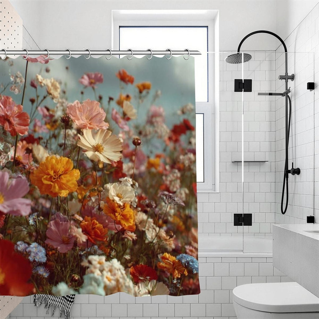 Wildflower Meadow Shower Curtain | Colorful Botanical Bathroom Decor