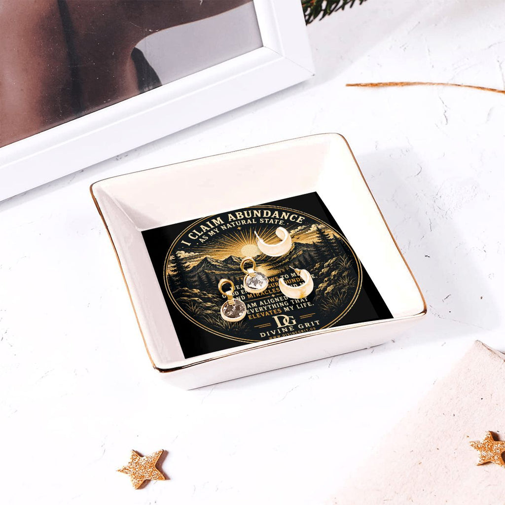 Abundance Gold Trim Ceramic Jewelry Dish