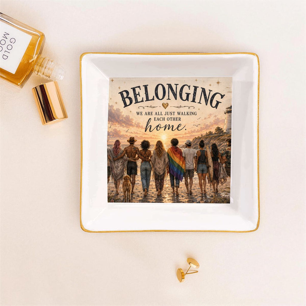 Belonging Gold Trim Ceramic Jewelry Dish