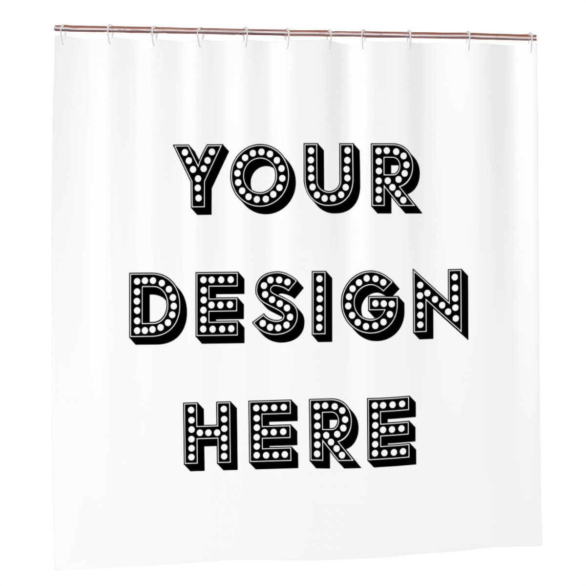 Sandy Beach Your Design Shower Curtain with beach-themed print, enhances bathroom decor with vibrant, water-resistant fabric.