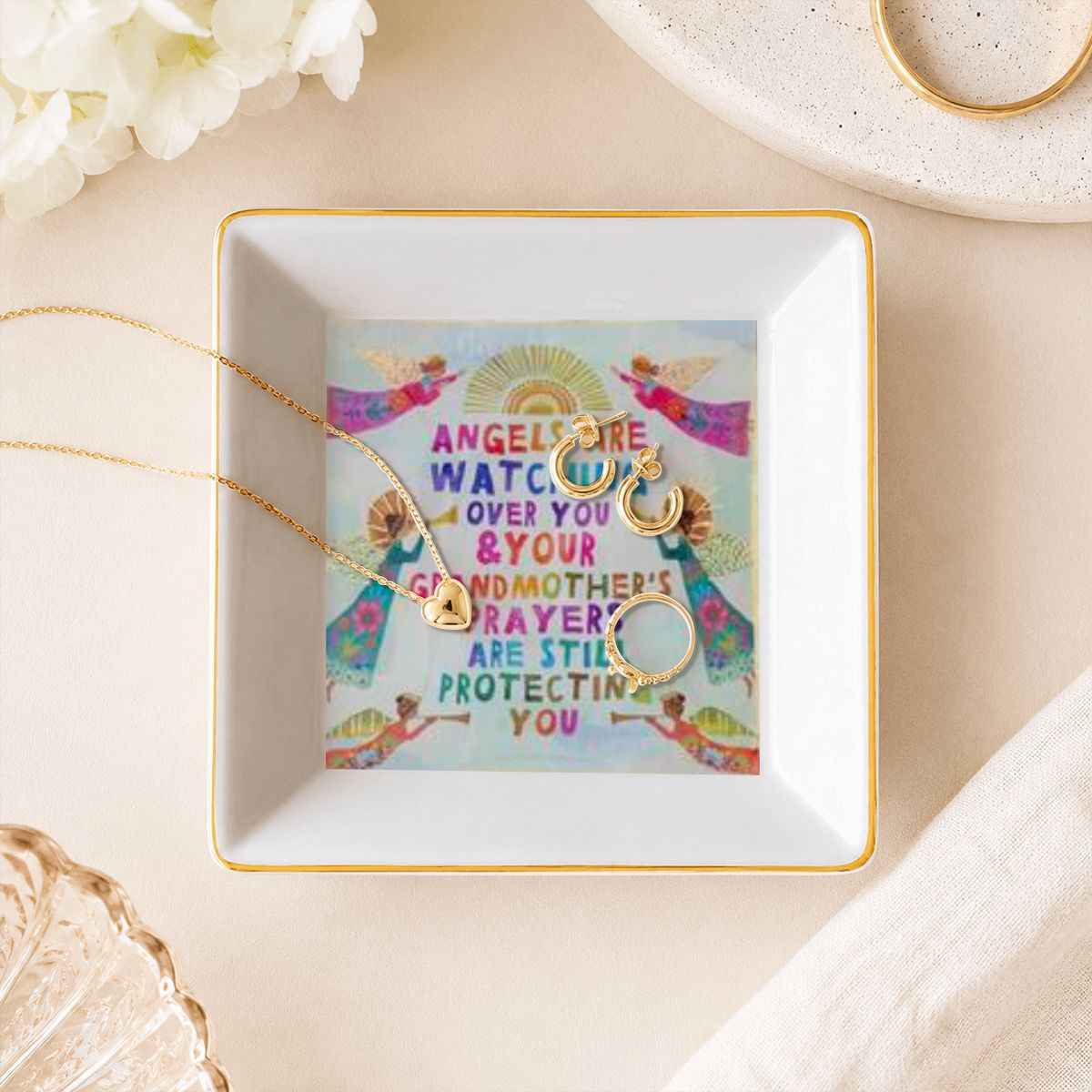 Gold Trim Jewelry Dish grandmas prayers