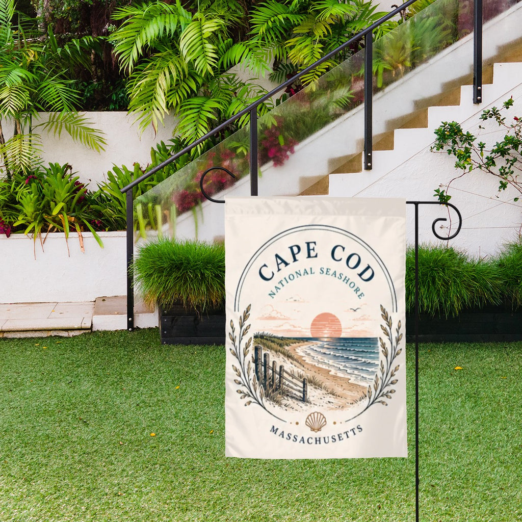 Colorful Sandy Beach garden flag yard decoration with outdoor garden decor design, ideal for enhancing outdoor spaces.