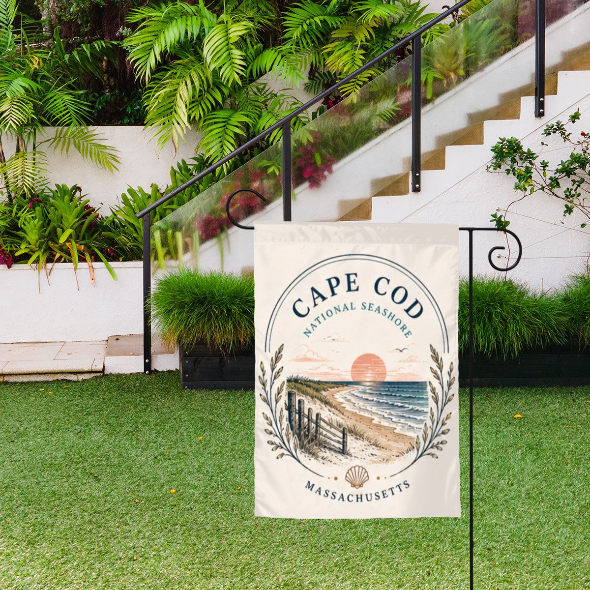 Colorful Sandy Beach garden flag yard decoration with outdoor garden decor design, ideal for enhancing outdoor spaces.