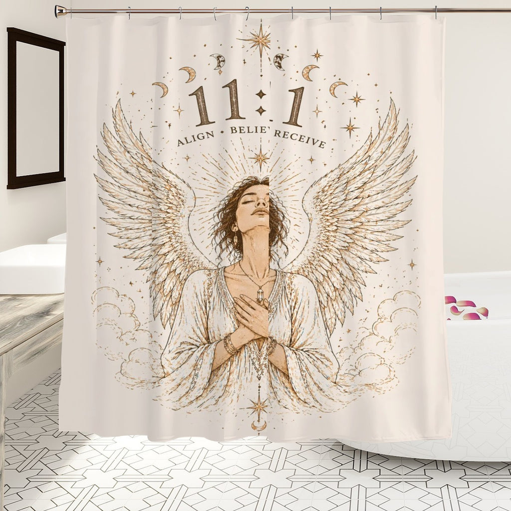 Sandy Beach bathroom decor shower curtain with ocean-themed design, featuring sandy beaches and waves for bathroom decoration.