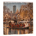 Boston Swan Boats Christmas Shower Curtain | New England Winter Scene