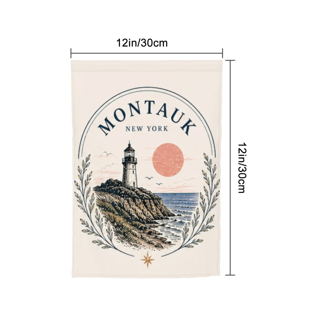 Montauk New York Lighthouse Garden Flag - Sandy Beach