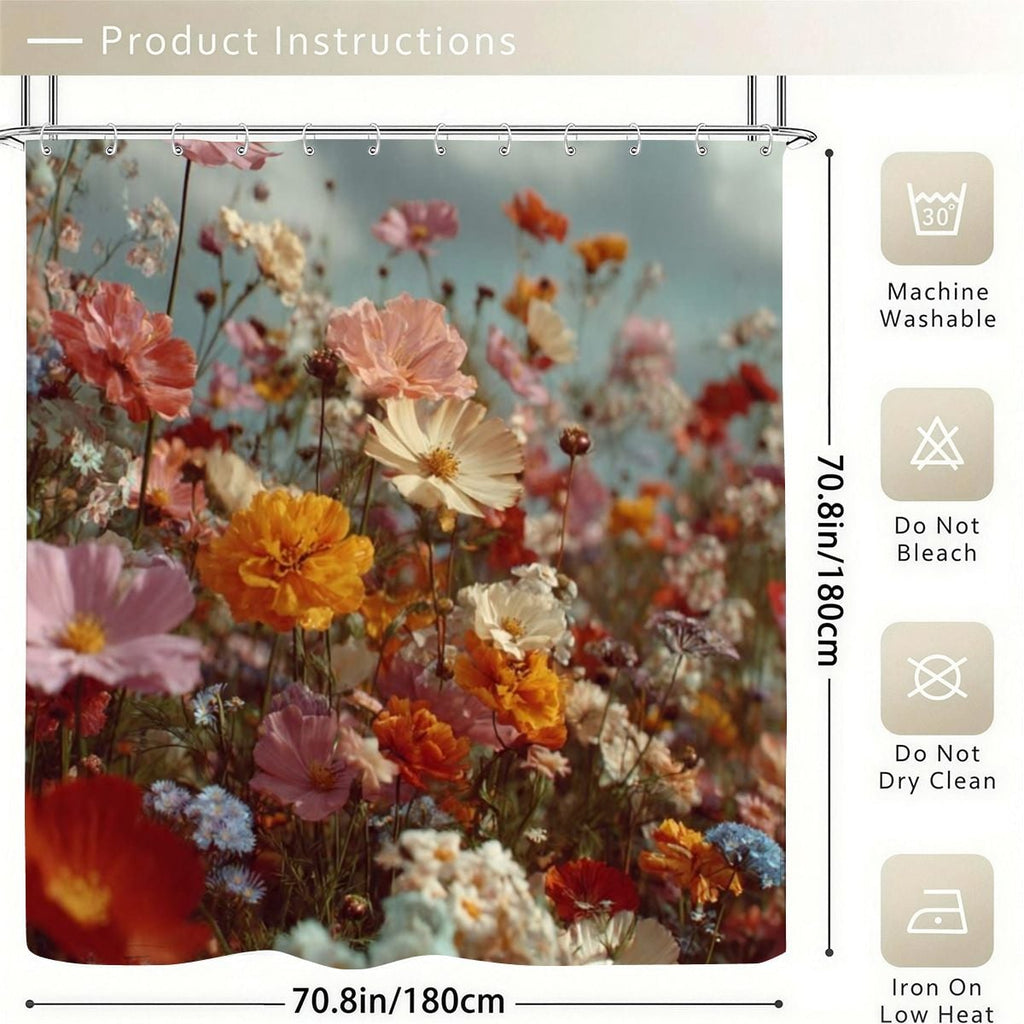 Wildflower Meadow Shower Curtain | Colorful Botanical Bathroom Decor