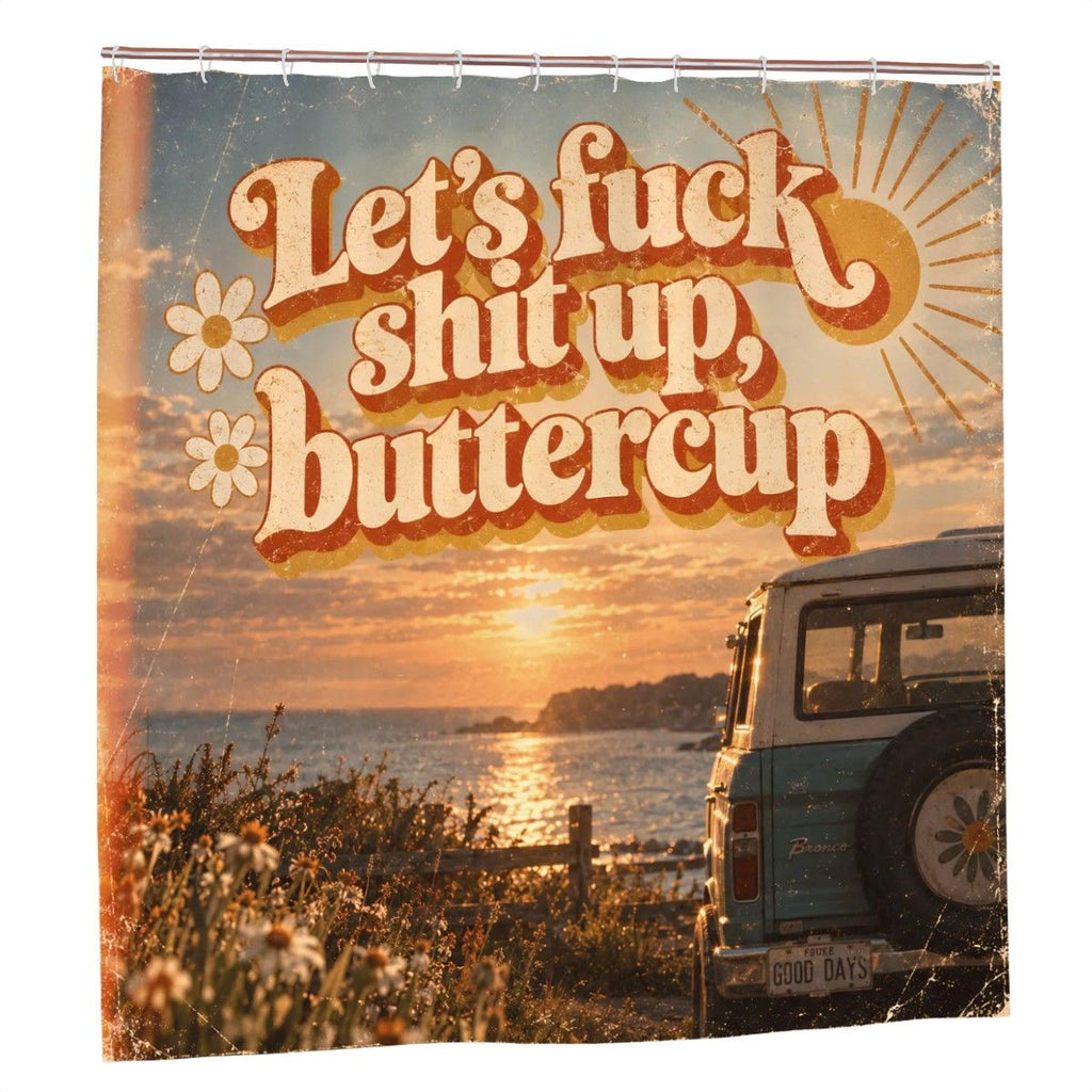 Buttercup Meadow Shower Curtain - 72" x 72" Waterproof Wildflower Print