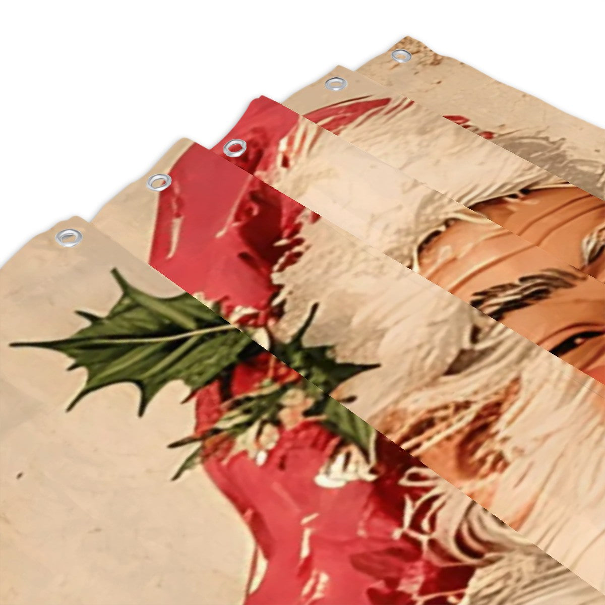Vintage Santa Christmas Shower Curtain | Merry Christmas Mug Design