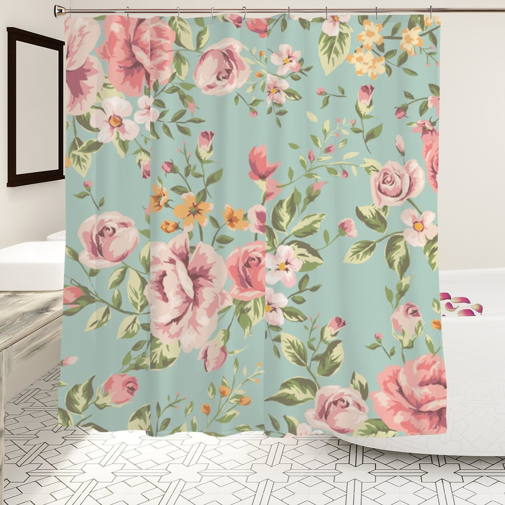Vintage Floral Rose Pattern Shower Curtain