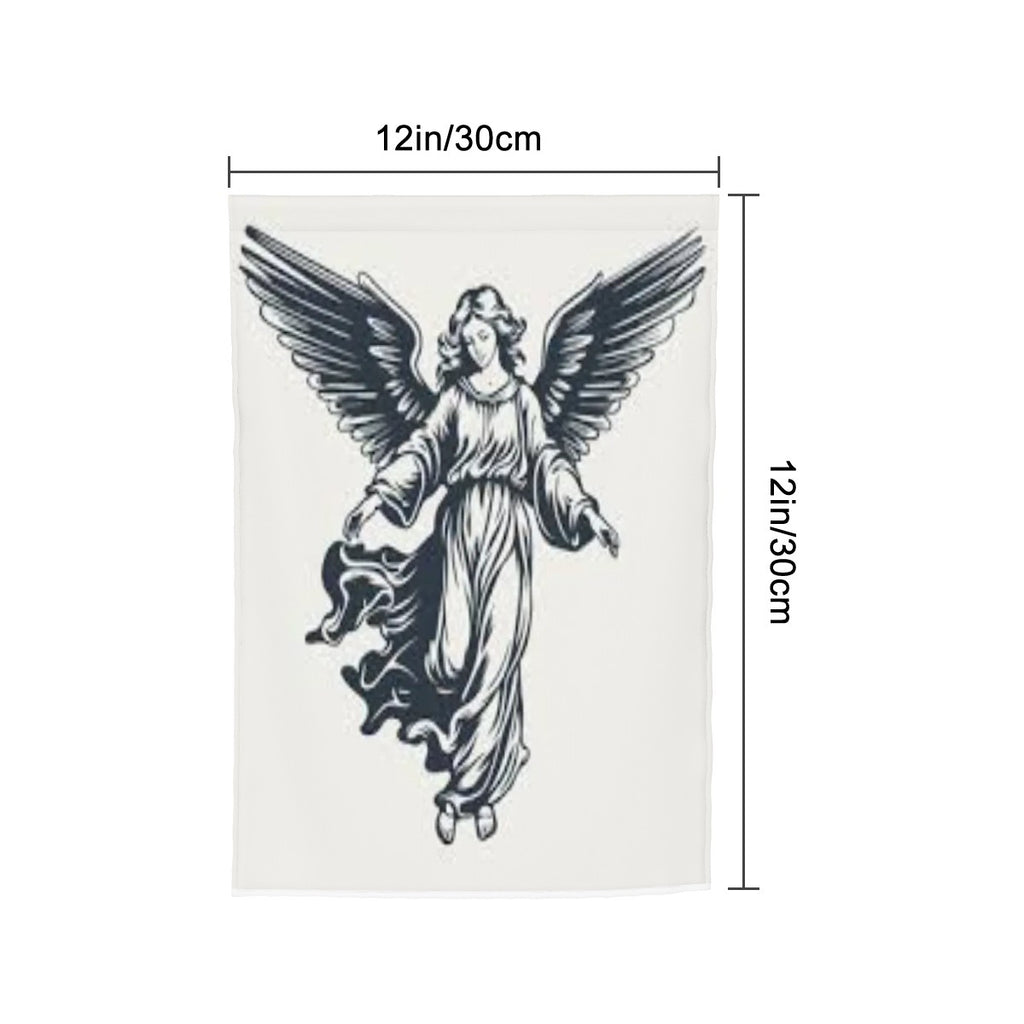 Vintage Angel garden decor flag by Sandy Beach with a detailed angel design fluttering in the breeze.