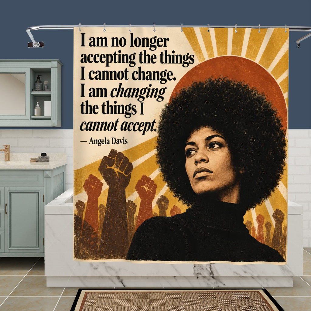 Angela Davis Portrait Shower Curtain - 72" x 72" Activist Art Bathroom Decor