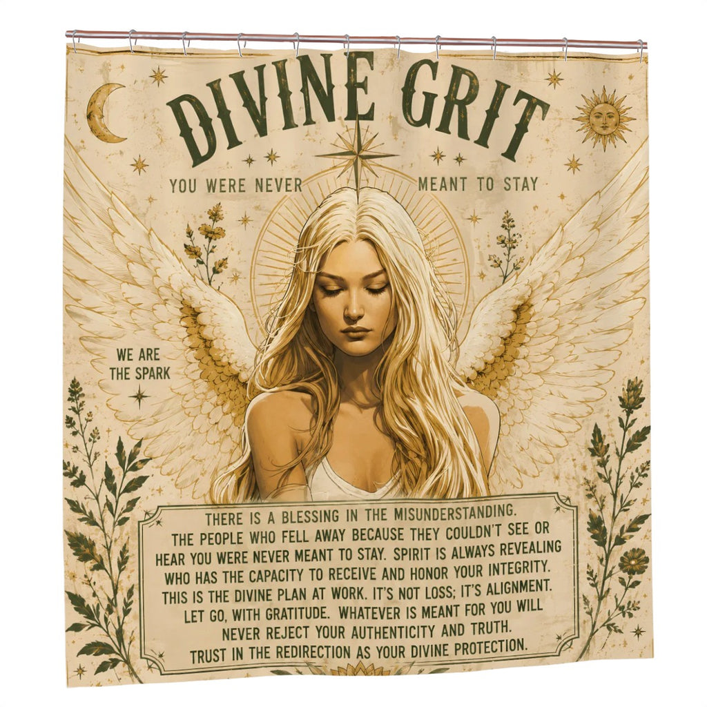 Divine Grit Angel Shower Curtain - 72" x 72" Inspirational Spiritual Art