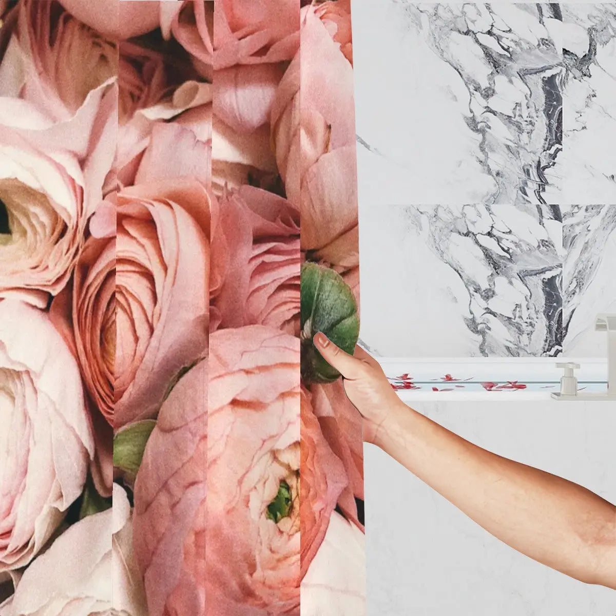 Pink Ranunculus Floral Shower Curtain Sandy Beach