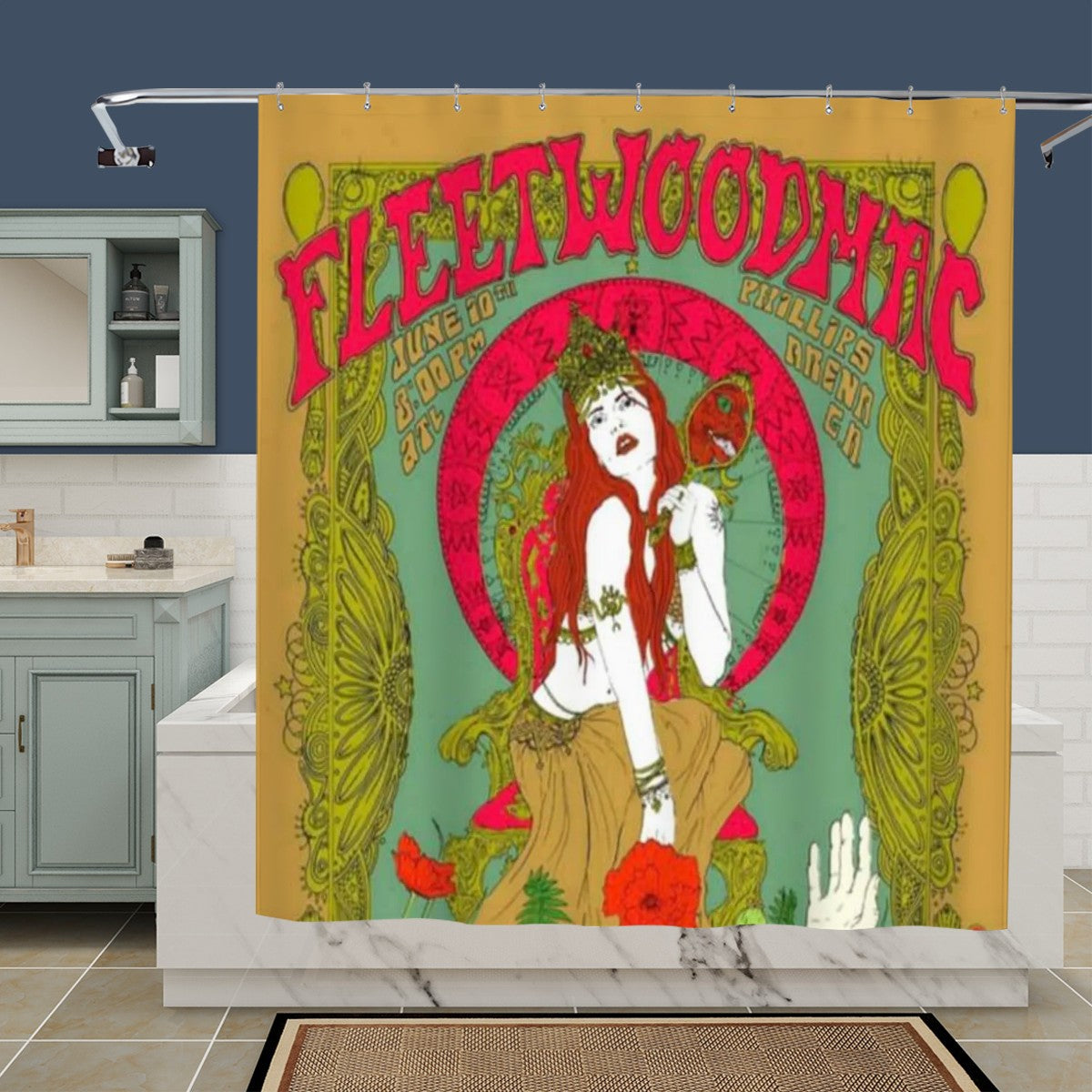 Vintage Rock Poster Shower Curtain