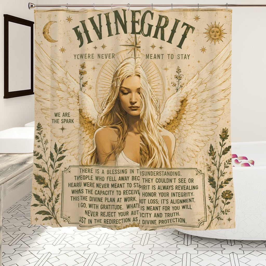 Divine Grit Angel Shower Curtain - 72" x 72" Inspirational Spiritual Art