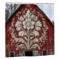 Rustic Red Barn Floral Farmhouse Shower Curtain