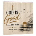 God Is Good All the Time Shower Curtain – Psalm 100:5 Christian Sunrise Bathroom Decor