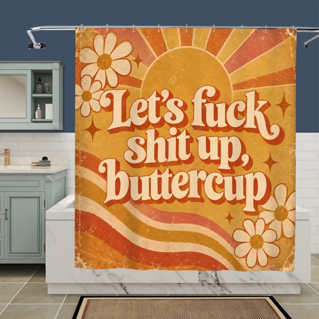 Buttercup Floral Shower Curtain - 72" x 72" Waterproof Yellow Print