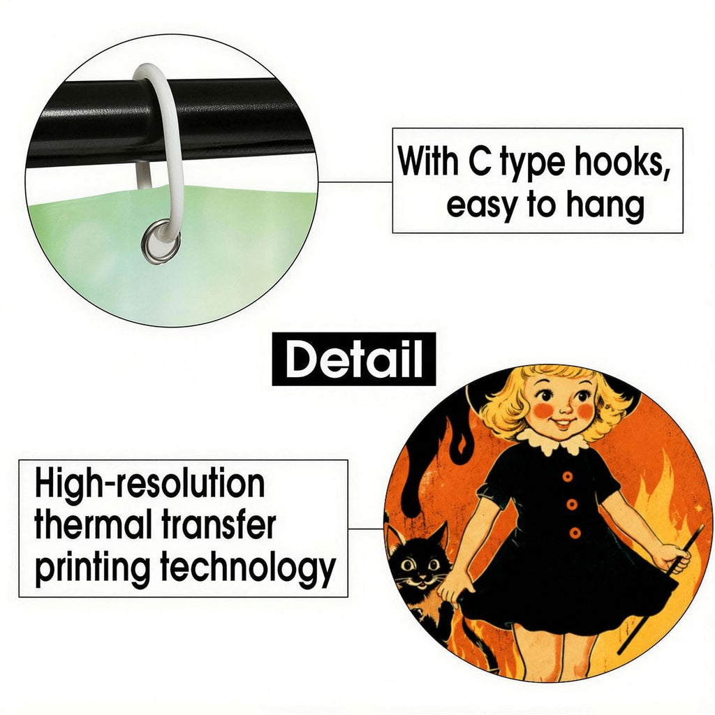 Detail of C-type hooks for easy hanging and high-resolution thermal transfer printing on a garden flag.