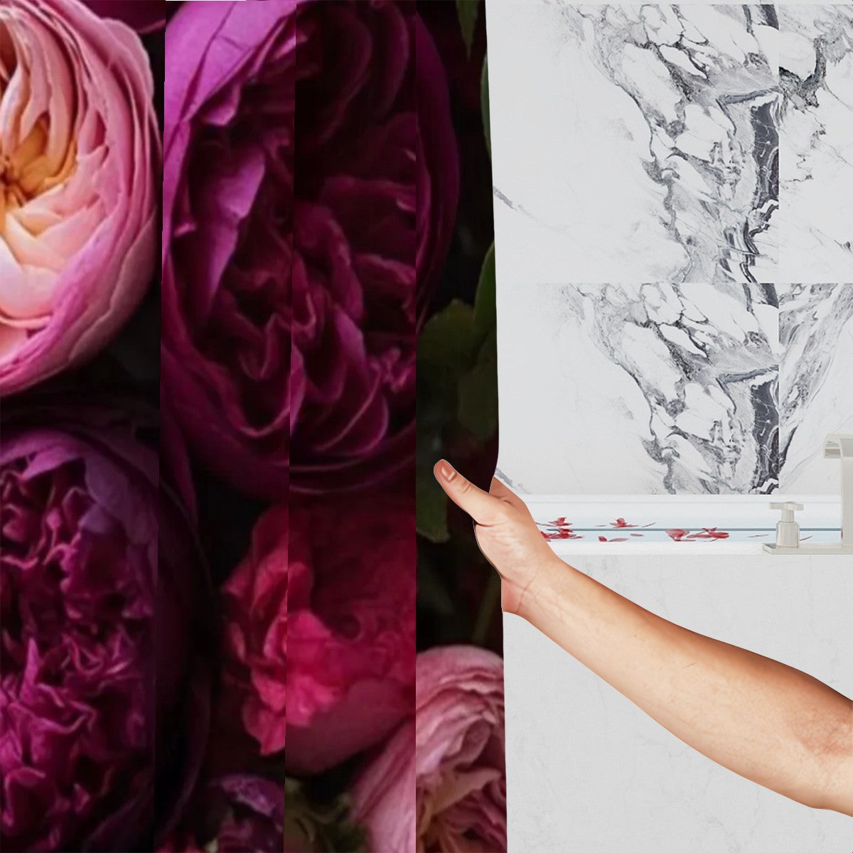 Peony Garden Shower Curtain | Magenta & Blush Floral
