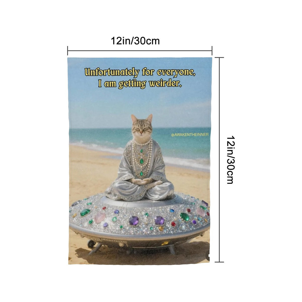 Meditating Cat on Beach Garden flag