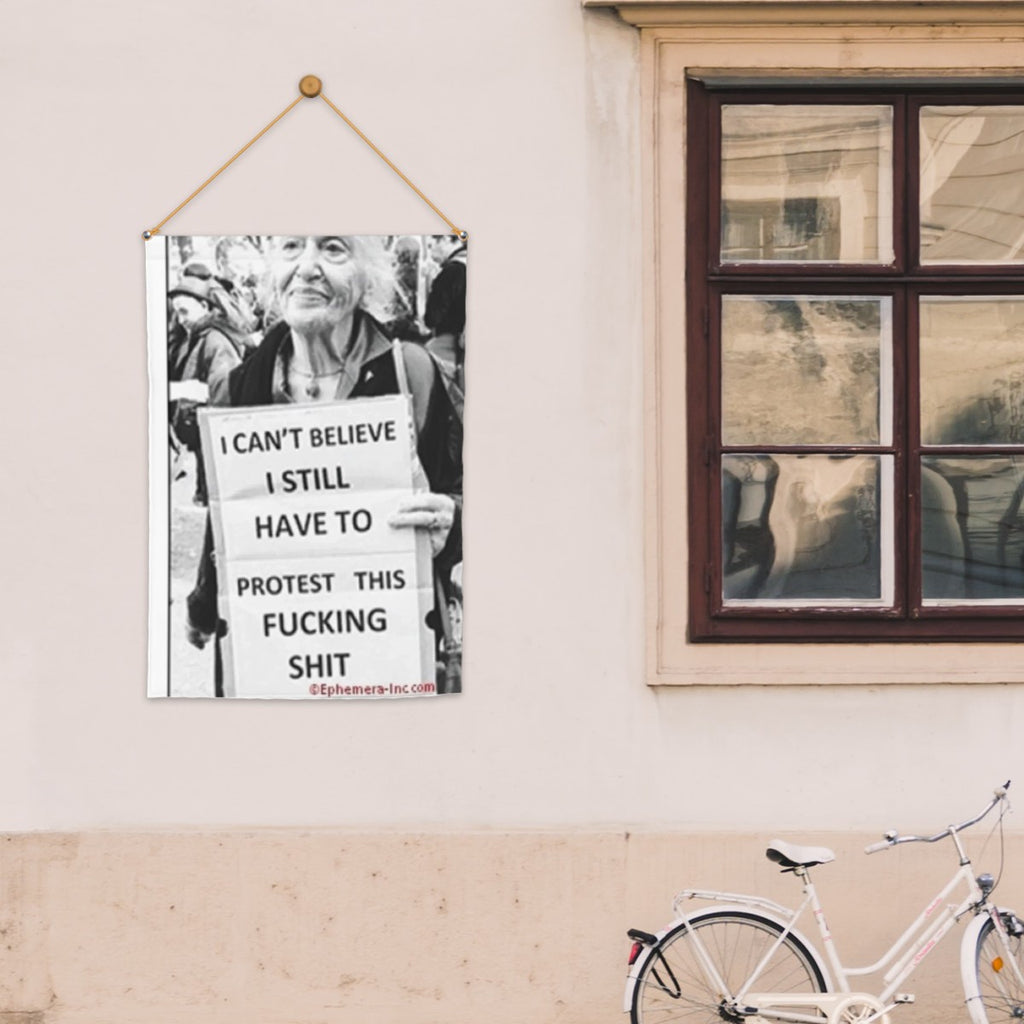 Protest Sign Older Woman Garden Flag