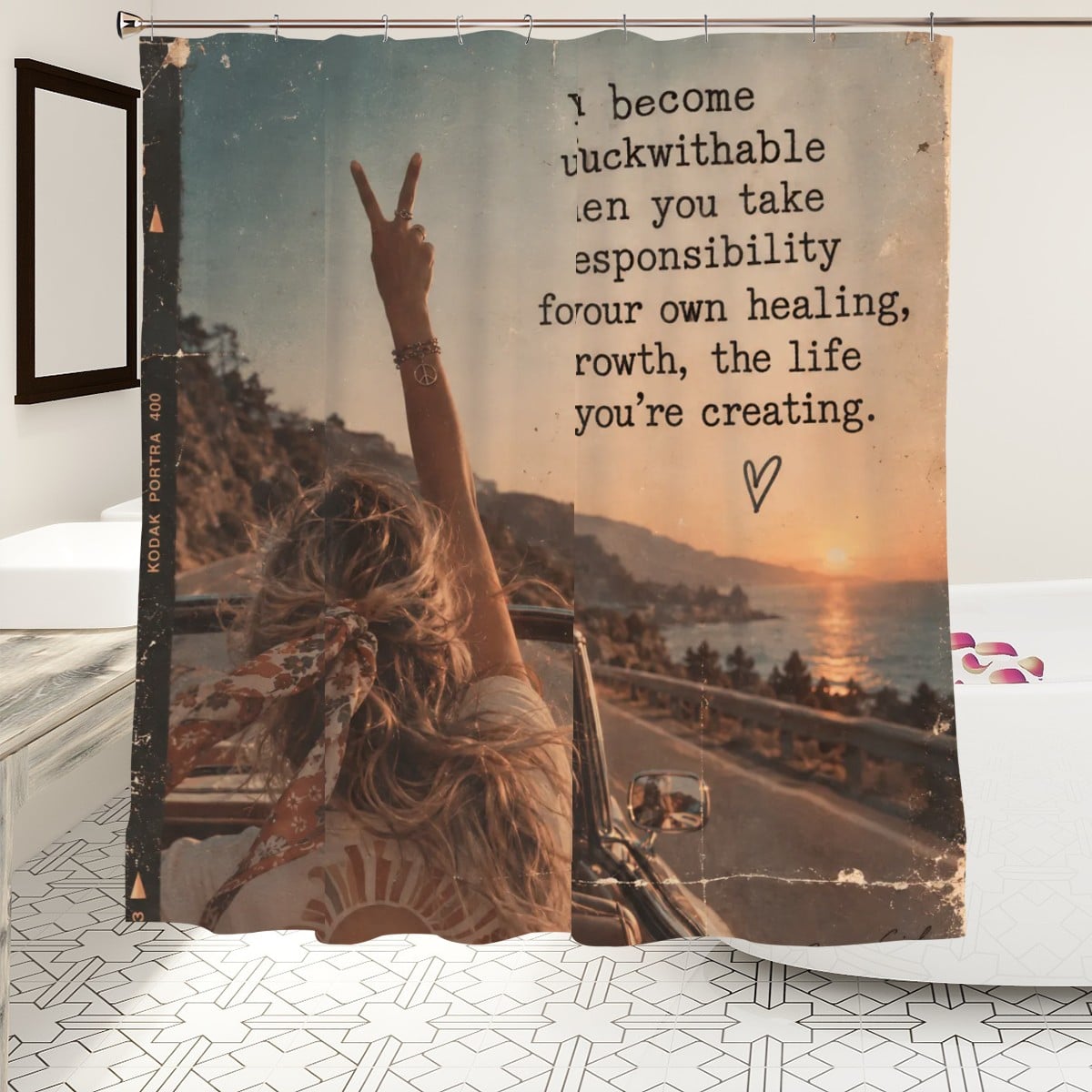 Unfuckwithable Shower Curtain - 72" x 72" Funny Motivational Bathroom Decor