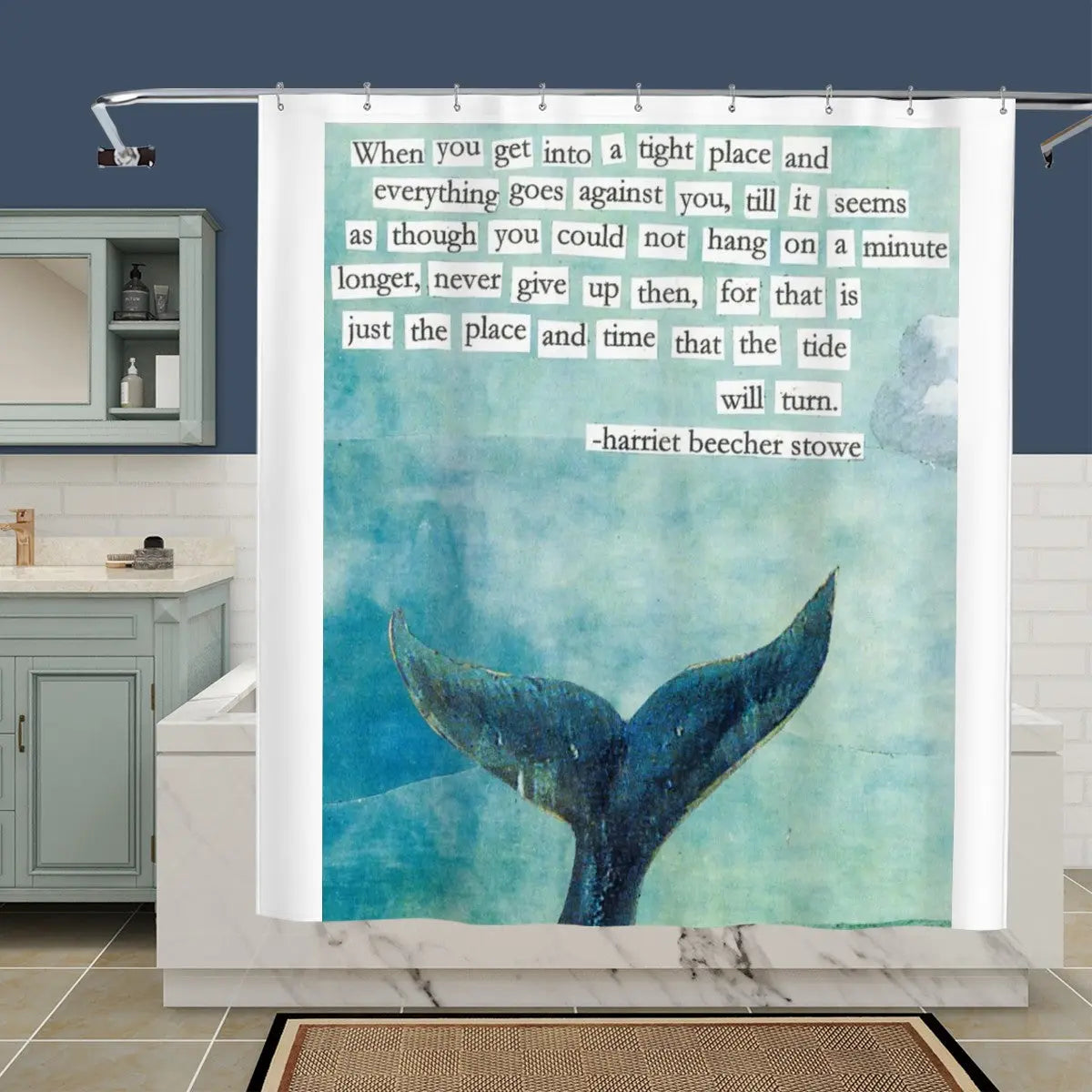 Whale Tail Shower Curtain Sandy Beach