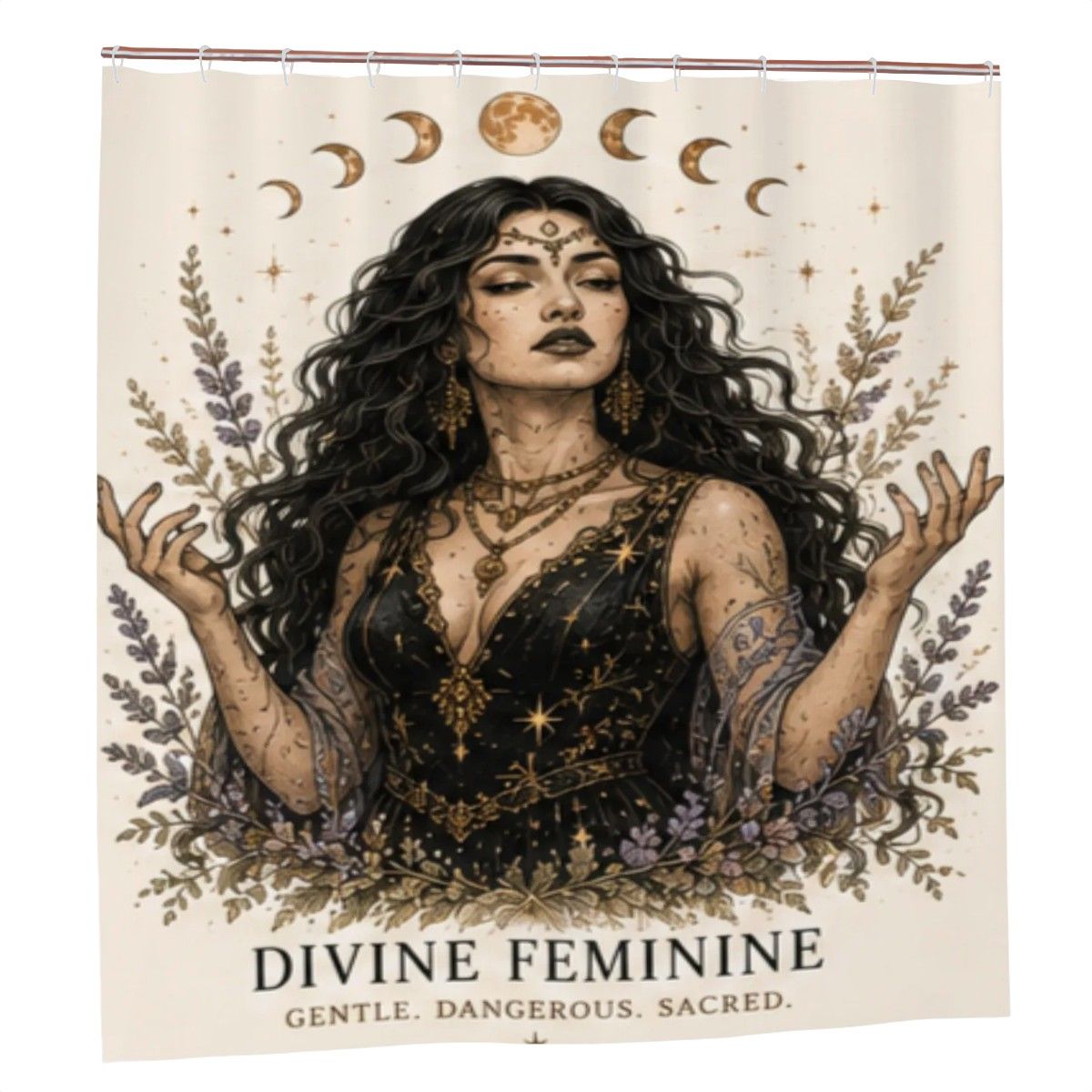 Divine Feminine Shower Curtain – Gentle. Dangerous. Sacred.
