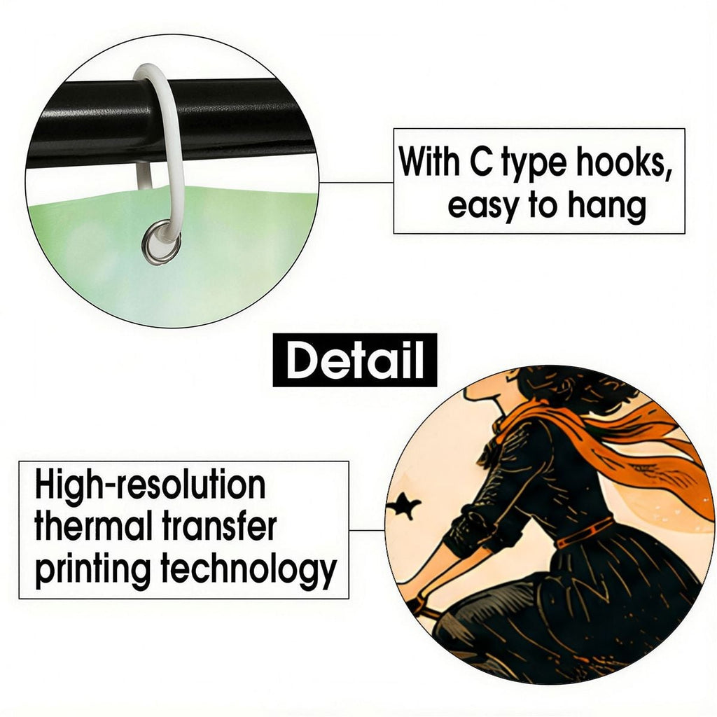 Detail view of C-type hooks for easy hanging and high-resolution thermal transfer print design.