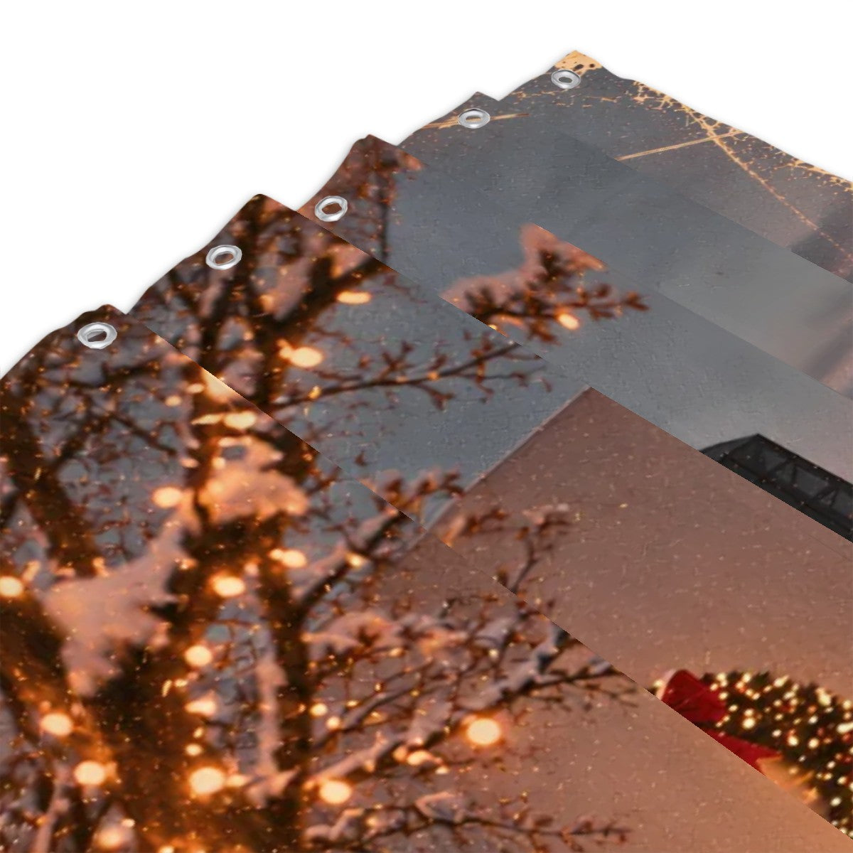 JFK Library Christmas Shower Curtain | Boston Waterfront Winter Scene