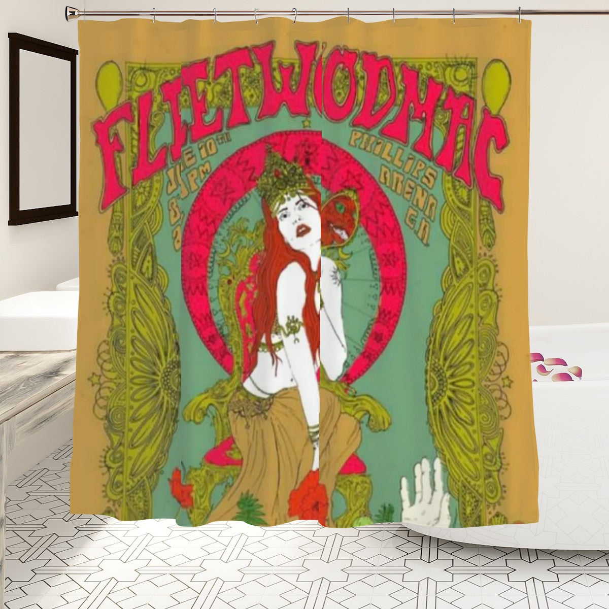 Vintage Rock Poster Shower Curtain