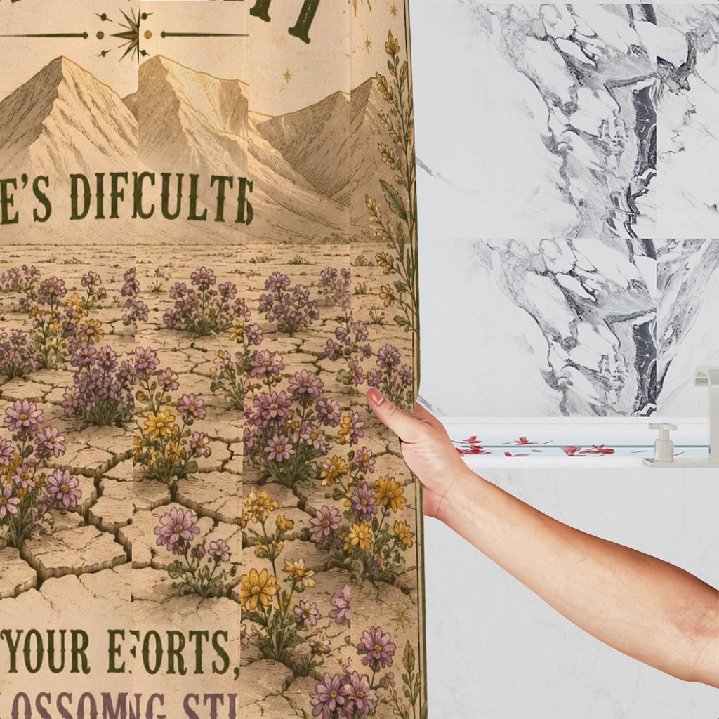 Divine Grit Shower Curtain - 72" x 72" Inspirational Floral Affirmation