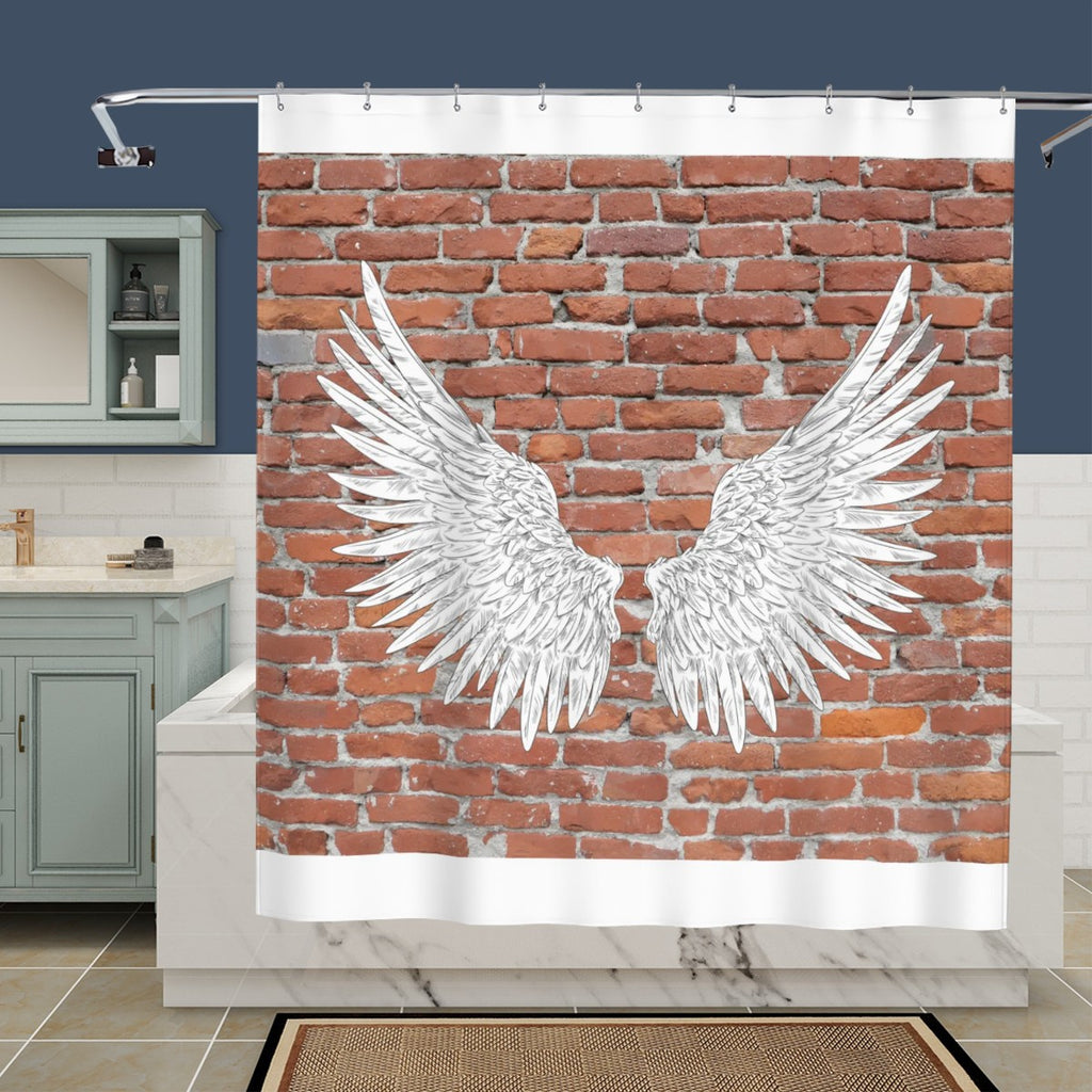 Angel Wings Brick Wall Shower Curtain
