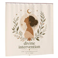 Divine Feminine Shower Curtain featuring a woman silhouette, spiritual self-care bathroom decor by Sandy Beach.